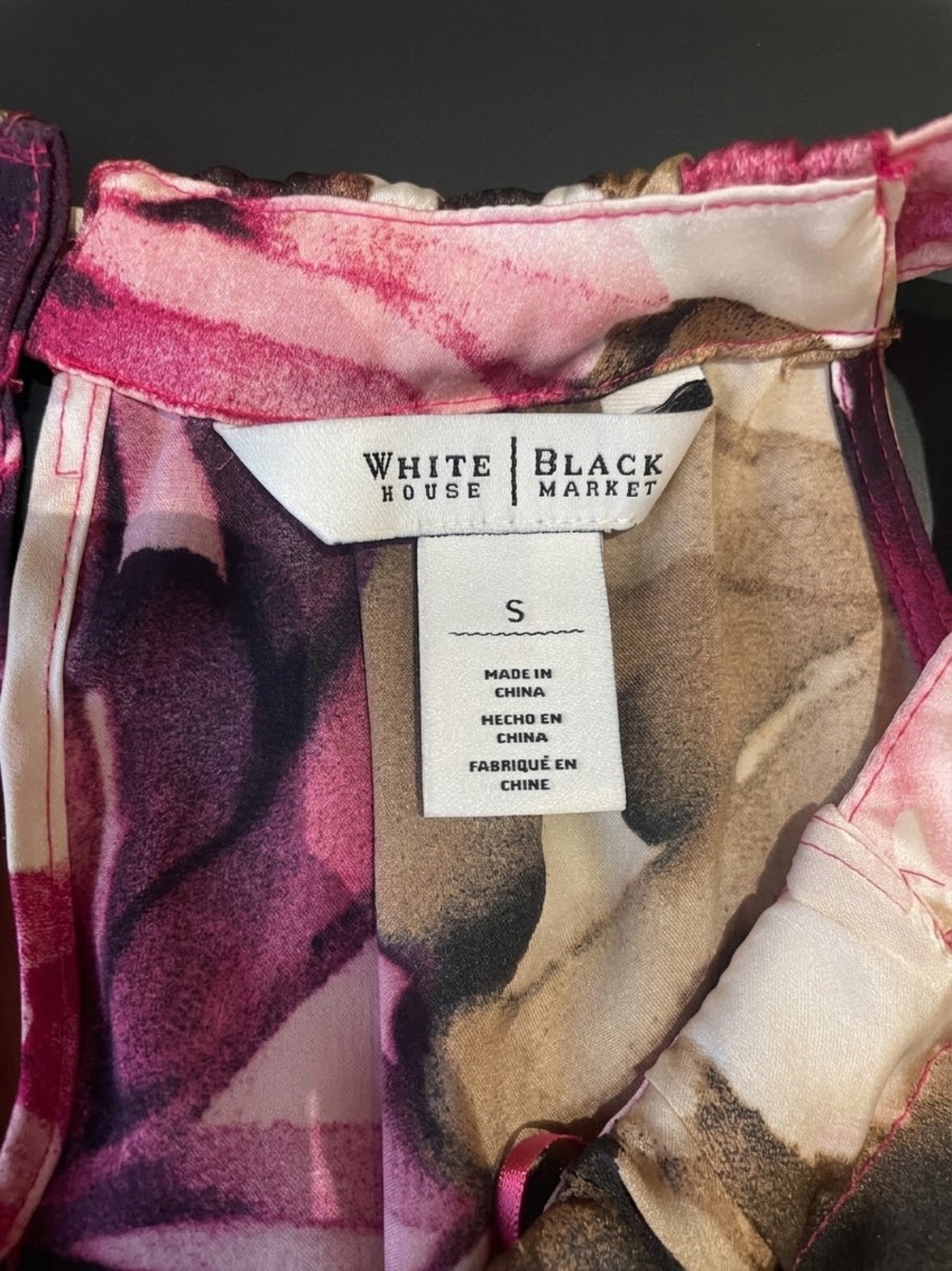 White House Black Market Fuchsia Floral Halter Top - Size S - Picture 7 of 7